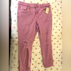 Universal Thread Distressed High Waist Skinny Jean 16 33w in Mauve